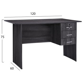 ΓΡΑΦΕΙΟ ΜΕ 3 ΣΥΡΤΑΡΙΑ HAYDEN HM2268.01 ΜΕΛΑΜΙΝΗ ΣΕ ΑΝΘΡΑΚΙ ΧΡΩΜΑ 120x60x75Υεκ