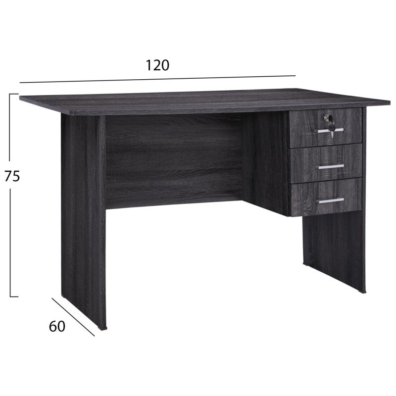ΓΡΑΦΕΙΟ ΜΕ 3 ΣΥΡΤΑΡΙΑ HAYDEN HM2268.01 ΜΕΛΑΜΙΝΗ ΣΕ ΑΝΘΡΑΚΙ ΧΡΩΜΑ 120x60x75Υεκ