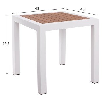 ΤΡΑΠΕΖΙ ΑΛΟΥΜΙΝΙΟΥ SABRA HM5403.01 ΛΕΥΚΟ ΜΕ POLYWOOD 45Χ45Χ45,5Y εκ.