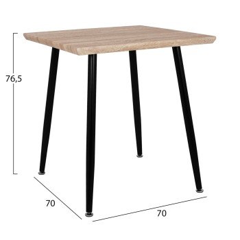 ΤΡΑΠΕΖΙ ΤΡΑΠΕΖΑΡΙΑΣ PALOMA HM8335.01, 70Χ70X76.5, SONOMA, ΜΑΥΡΑ ΠΟΔΙΑ