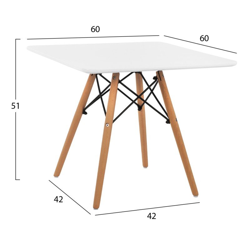 ΤΡΑΠΕΖΙ MINIMAL KID 60X60X51Yεκ. ΛΕΥΚΟ HM8452.01