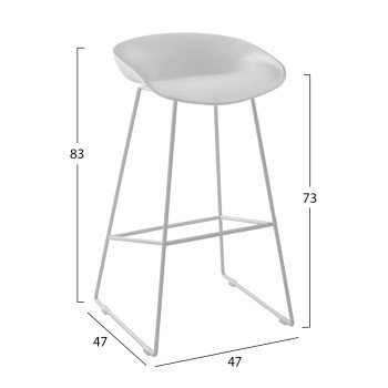 ΣΚΑΜΠΟ ΜΕΤΑΛΛΙΚΟ NAILA HM8450.01 ΜΕ ΚΑΘΙΣΜΑ PP ΛΕΥΚΟ 47x47x83 εκ.