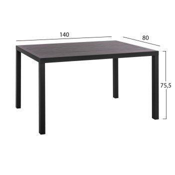 ΤΡΑΠΕΖΙ ΤΡΑΠΕΖΑΡΙΑΣ ΑΛΟΥΜΙΝΙΟΥ SAHIRA HM5571.02 ΑΝΘΡΑΚΙ 140Χ80X75,5Υεκ.