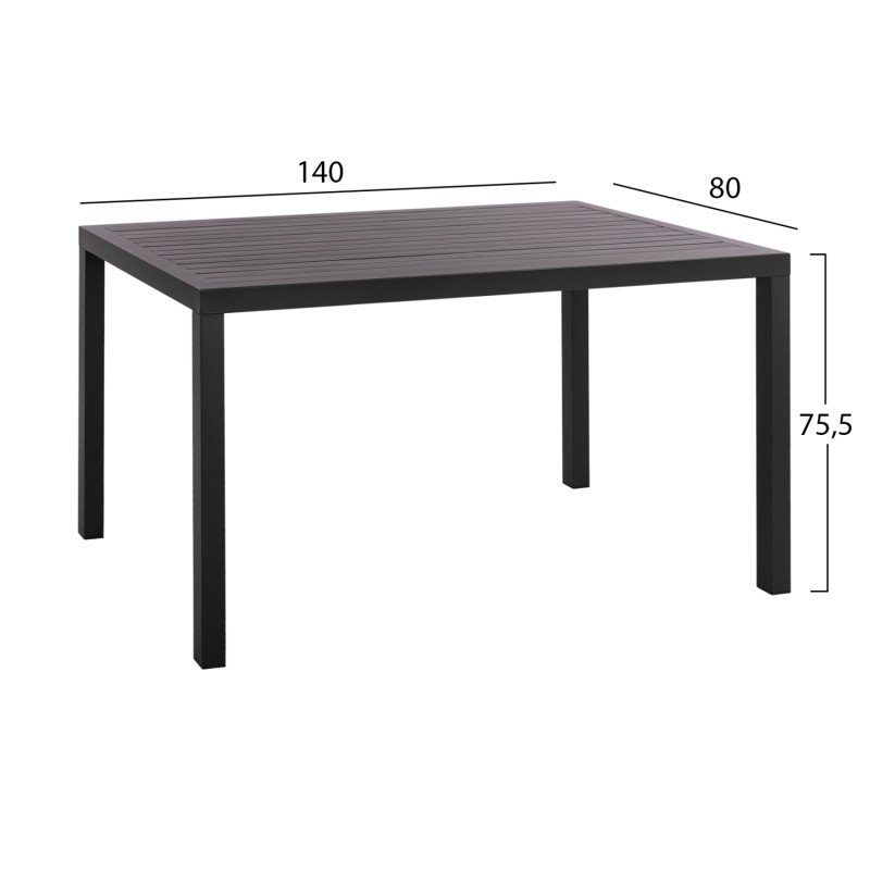 ΤΡΑΠΕΖΙ ΤΡΑΠΕΖΑΡΙΑΣ ΑΛΟΥΜΙΝΙΟΥ SAHIRA HM5571.02 ΑΝΘΡΑΚΙ 140Χ80X75,5Υεκ.