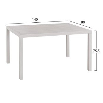 ΤΡΑΠΕΖΙ ΤΡΑΠΕΖΑΡΙΑΣ ΑΛΟΥΜΙΝΙΟΥ SAHIRA HM5571.01 ΛΕΥΚΟ 140Χ80X75,5Υεκ.