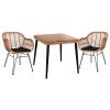 ΣΕΤ 3ΤΜΧ ALLEGRA WICKER ΜΕ ΤΡΑΠΕΖΙ 80X80Χ78Υ ΜΠΕΖ & ΜΑΥΡΟ ΧΡΩΜΑ HM10483