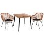 ΣΕΤ 3ΤΜΧ ALLEGRA WICKER ΜΕ ΤΡΑΠΕΖΙ 80X80Χ78Υ ΜΠΕΖ & ΜΑΥΡΟ ΧΡΩΜΑ HM10483