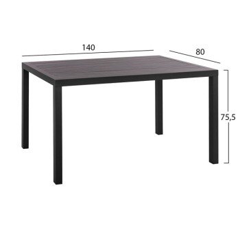 ΣΕΤ 5ΤΜΧ HM10531 ΤΡΑΠΕΖΙ ΑΛΟΥΜΙΝΙΟΥ 140Χ80Χ75,5Y & 4 ΠΟΛΥΘΡΟΝΕΣ LEON ΜΕΤΑΛΛΙΚΕΣ ΓΚΡΙ