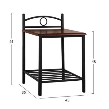ΚΟΜΟΔΙΝΟ REVEN HM387 ΑΠΟ ΜΕΤΑΛΛΟ ΚΑΙ ΞΥΛΟ RUBBERWOOD 45x35x48-61Y εκ.