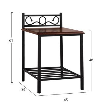 ΚΟΜΟΔΙΝΟ SUZIE HM388 ΑΠΟ ΜΕΤΑΛΛΟ ΚΑΙ ΞΥΛΟ 45x35x48-61Y εκ.
