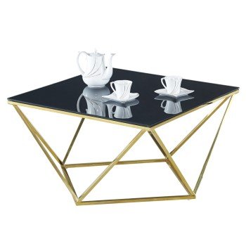 ΤΡΑΠΕΖΙ ΣΑΛΟΝΙΟΥ WILLOW HM8613.02 ΜΕ ΜΑΥΡΟ ΓΥΑΛΙ ΚΑΙ ΕΠΙΧΡΥΣΗ ΒΑΣΗ 80X80X45 EK.