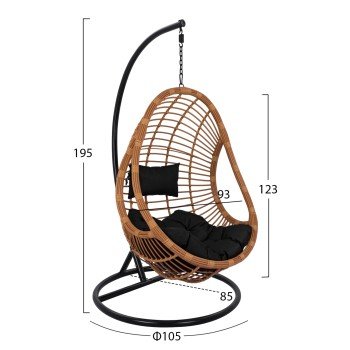 ΚΡΕΜΑΣΤΗ ΠΟΛΥΘΡΟΝΑ ΦΩΛΙΑ CALLIE HM5541.04 ΜΕ ΜΠΕΖ WICKER & ΜΑΥΡΑ ΜΑΞΙΛΑΡΙΑ Φ105Χ195Υ εκ.