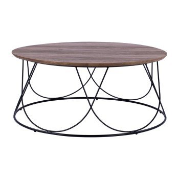 ΤΡΑΠΕΖΑΚΙ ΣΑΛΟΝΙΟΥ ZENA HM8690 MDF TOP ΜΕ ΜΕΤΑΛΛΙΚΟ ΜΑΥΡΟ ΣΚΕΛΕΤΟ Φ90Χ40Υ εκ.