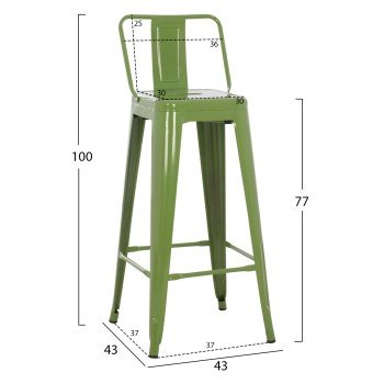 ΣΚΑΜΠΟ BAR ΜΕΤΑΛΛΙΚΟ MELITA ME ΠΛΑΤΗ ΣΕ LIGHT OLIVE GREEN HM8643.13 43Χ43Χ100Yεκ.