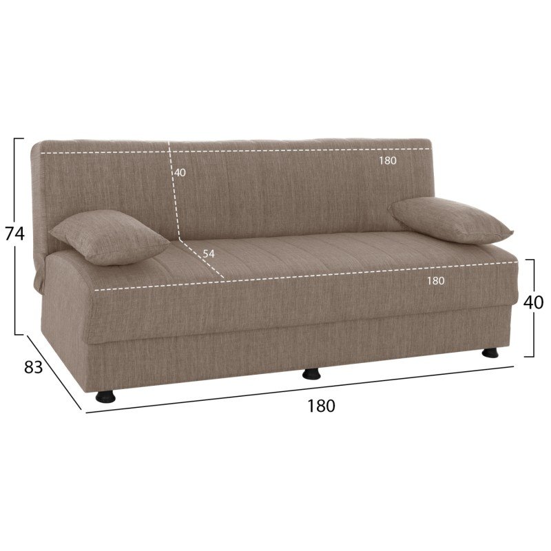 ΚΑΝΑΠΕΣ ΚΡΕΒΑΤΙ ANDRI ΤΡΙΘΕΣΙΟΣ ΜΠΕΖ HM3239.04 180x83x74Υ εκ.