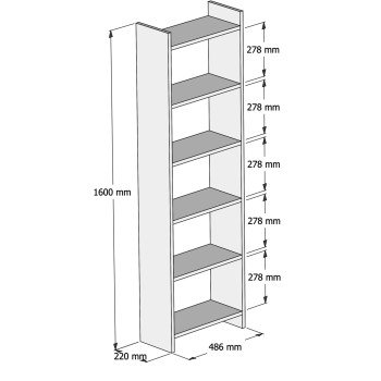 ΒΙΒΛΙΟΘΗΚΗ CLASSIKER HM9226.12 ΜΕΛΑΜΙΝΗΣ SONΟMA-ΛΕΥΚΟ 48,5x22x160Υεκ.