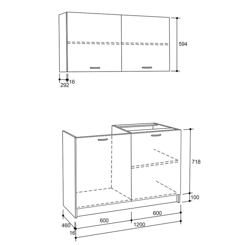 ΣΥΝΘΕΣΗ ΚΟΥΖΙΝΑΣ BLAINE ΜΕΛΑΜΙΝΗ ΓΚΡΙ HM2439.10 120x46-29,2εκ.
