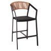 ΣΚΑΜΠΟ ΑΛΟΥΜΙΝΙΟΥ MIRI HM5892.15 ΜΕΣΑΙΟΥ ΥΨΟΥΣ RATTAN & TEXTLINE ΜΑΥΡΟ ΜΠΕΖ 55x56,5x99Υ