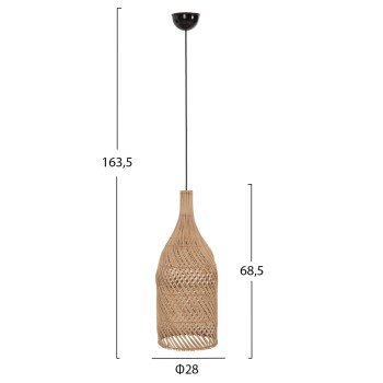 ΦΩΤΙΣΤΙΚΟ ΟΡΟΦΗΣ CARBOY HM7884 ΚΡΕΜΑΣΤΟ ΑΠΟ RATTAN ΣΕ ΦΥΣΙΚΟ ΧΡΩΜΑ Φ28x163,5Yεκ.