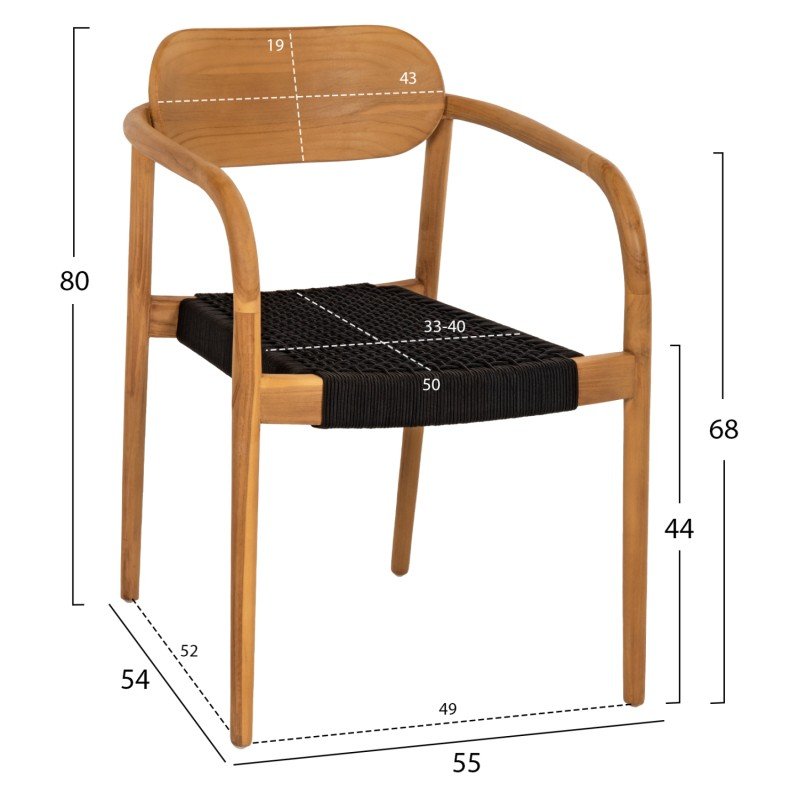 ΠΟΛΥΘΡΟΝΑ OSLO HM9636.02 ΞΥΛΟ TEAK ΦΥΣΙΚΟ & ΣΧΟΙΝΙ--B’ΔΙΑΛΟΓΗΣ 55x54x80Y εκ.