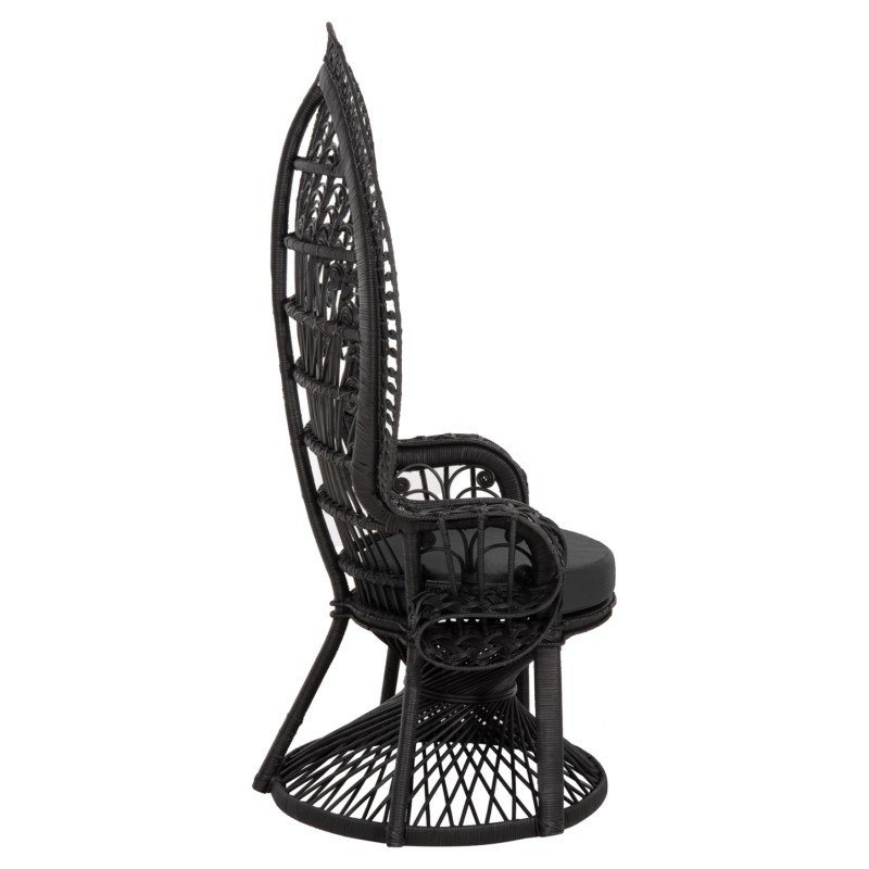 ΠΟΛΥΘΡΟΝΑ ROYAL PEACOCK HM9342.03 RATTAN ΜΑΥΡΟ-ΜΑΞΙΛΑΡΙ ΜΑΥΡΟ 114x72x150Yεκ.