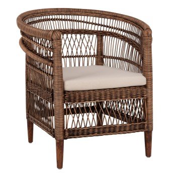 ΠΟΛΥΘΡΟΝΑ MALAWI HM9635.01 ΞΥΛΟ ΜΑΟΝΙ & RATTAN--Β'ΔΙΑΛΟΓΗΣ 80x70x86Υεκ.