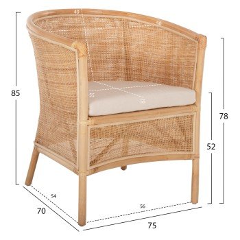 ΠΟΛΥΘΡΟΝΑ APRON HM9818 RATTAN ΠΛΕΚΤΟ ΣΕ ΦΥΣΙΚΟ--Β'ΔΙΑΛΟΓΗΣ 75x70x85Υεκ.