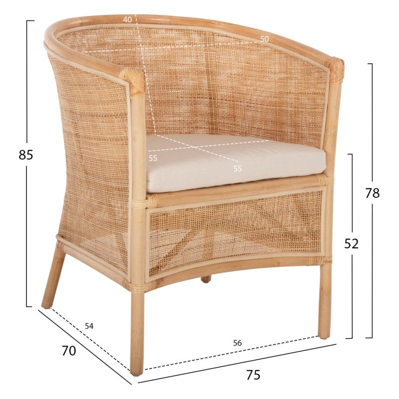 ΠΟΛΥΘΡΟΝΑ APRON HM9818 RATTAN ΠΛΕΚΤΟ ΣΕ ΦΥΣΙΚΟ--Β'ΔΙΑΛΟΓΗΣ 75x70x85Υεκ.