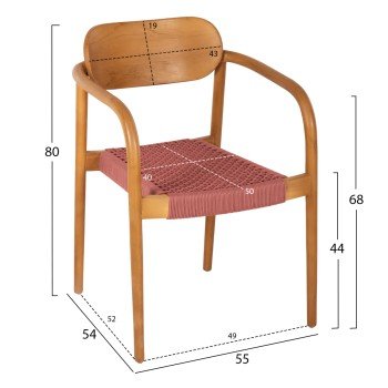 ΠΟΛΥΘΡΟΝΑ OSLO HM9636.06 ΞΥΛΟ TEAK ΦΥΣΙΚΟ & ΣΧΟΙΝΙ--B’ΔΙΑΛΟΓΗΣ 55x54x80Yεκ.