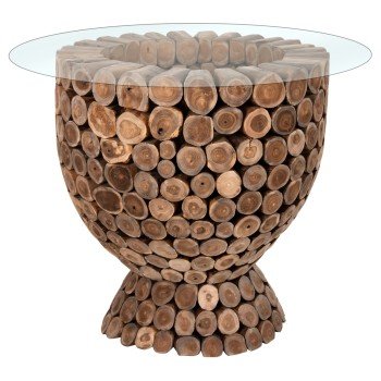 ΤΡΑΠΕΖΙ BAR ΣΤΡΟΓΓΥΛΟ LEEROY HM9806 KOMMATIA ΞΥΛΟΥ TEAK Φ900x103Υεκ.