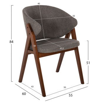 ΚΑΡΕΚΛΑ HANA HM9746.02 RUBBERWOOD ΣΕ ΚΑΡΥΔΙ ΧΡΩΜΑ-ΓΚΡΙ ΥΦΑΣΜΑ 55x60x84Yεκ. ΚΑΡΕΚΛΑ HANA HM9746.02 RUBBERWOOD ΣΕ ΚΑΡΥΔΙ ΧΡΩΜΑ-ΓΚΡΙ ΥΦΑΣΜΑ 55x60x84Yεκ.