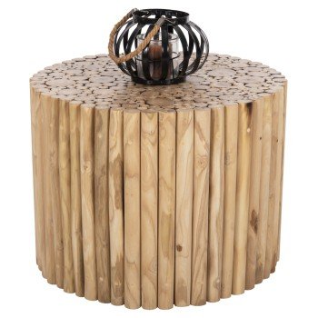 ΤΡΑΠΕΖΙ ΣΑΛΟΝΙΟΥ ΣΤΡΟΓΓΥΛΟ COOTER HM9864 ΚΛΑΔΙΑ TEAK-ΦΥΣΙΚΟ Φ60,5x46Υεκ.