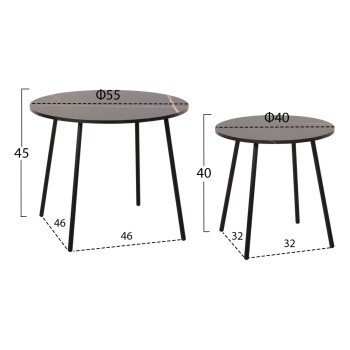 ΤΡΑΠΕΖΙΑ ΣΑΛΟΝΙΟΥ 2ΤΜΧ CUPPER HM9878.13 ΜΕΛΑΜΙΝΗ ΜΑΥΡΟ ΜΑΡΜΑΡΟ-ΜΑΥΡΟ ΜΕΤΑΛΛΟ