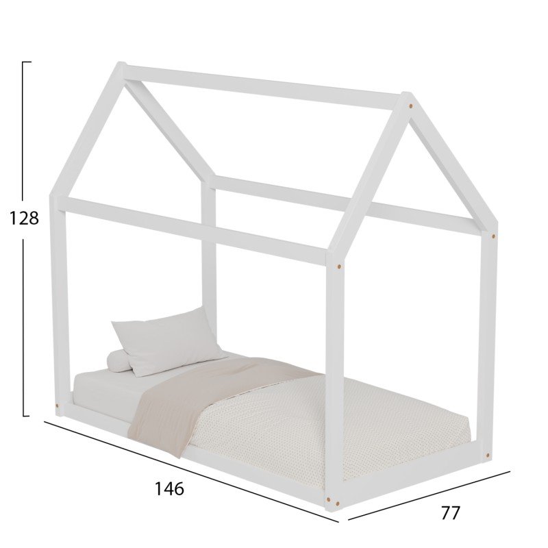 ΚΡΕΒΑΤΙ ΠΑΙΔΙΚΟ PEPE HM678.03 τ.MONTESSORI ΞΥΛΟ ΠΕΥΚΟ ΛΕΥΚΟ- 140x70εκ