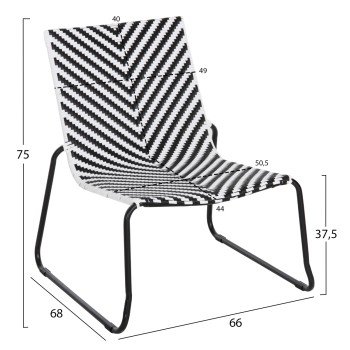 ΜΕΤΑΛΛΙΚΗ ΚΑΡΕΚΛΑ PONY HM6082 ΜΑΥΡΟ & ΑΣΠΡΟ ΣΥΝΘ.RATTAN 66x68x75Υεκ.