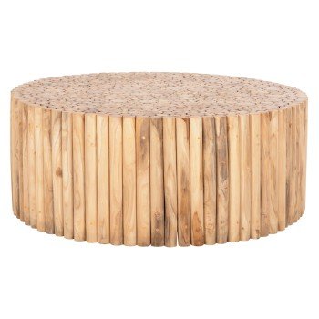ΤΡΑΠΕΖΙ ΣΑΛΟΝΙΟΥ ΣΤΡΟΓΓΥΛΟ COOTER HM9862 ΚΛΑΔΙΑ TEAK-ΦΥΣΙΚΟ Φ100x40Υεκ.