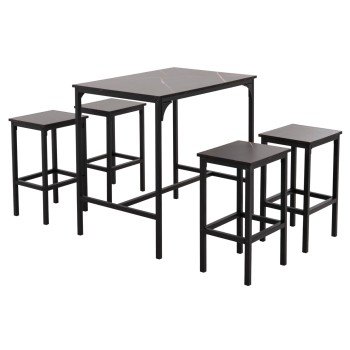 ΣΕΤ ΤΡΑΠΕΖΑΡΙΑ ΜΠΑΡ 5ΤΜΧ BOXY HM9882.13 ΜΑΥΡΟ ΜΕΤΑΛΛΟ-ΜΕΛΑΜΙΝΗ ΜΑΥΡΟ ΜΑΡΜΑΡΟ