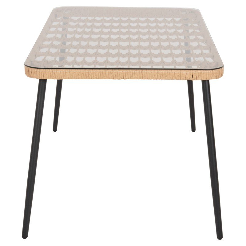 ΤΡΑΠΕΖΙ ΟΡΘΟΓΩΝΙΟ ALLEGRA HM5537.11 ΜΕΤΑΛ.ΜΑΥΡΟ-P.E. RATTAN ΦΥΣΙΚΟ 139,5x79,5x73Υεκ.