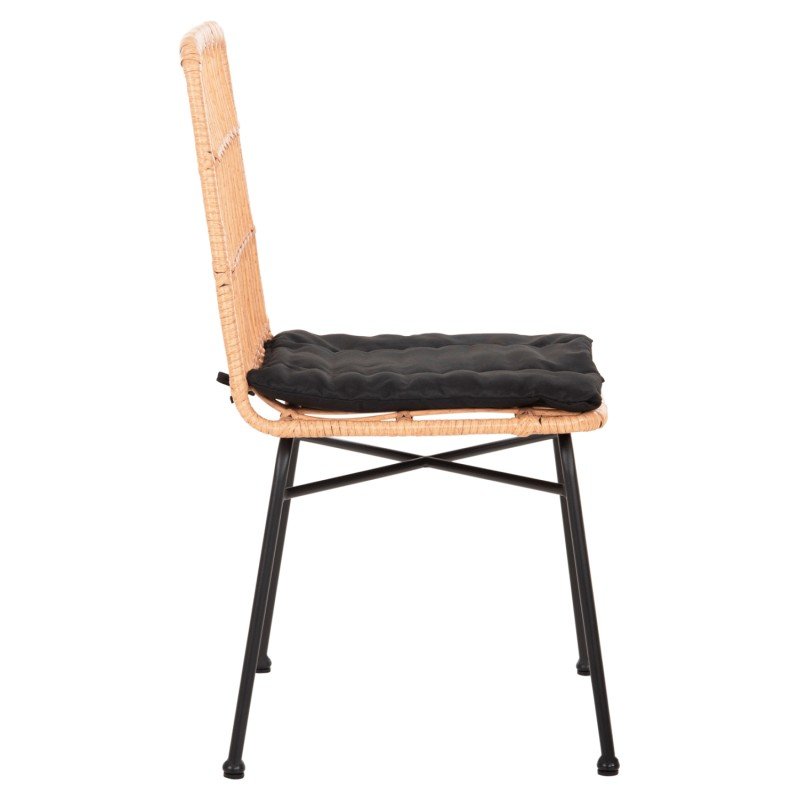 ΚΑΡΕΚΛΑ ALLEGRA HM5705.11 ΜΑΥΡΗ ΜΕΤΑΛΛΙΚΗ ΜΕ ΜΑΞΙΛΑΡΙ-WICKER ΜΠΕΖ 46,5x50x85Υεκ.