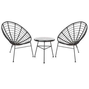 ΣΕΤ ΕΞΩΤΕΡΙΚΟΥ ΧΩΡΟΥ 3ΤΜΧ ALLEGRA HM21047.12 ΜΑΥΡΟ ΣΥΝΘ.RATTAN & ΜΕΤΑΛΛΟ