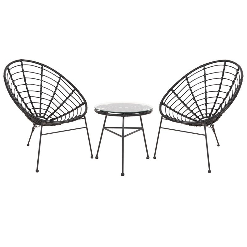 ΣΕΤ ΕΞΩΤΕΡΙΚΟΥ ΧΩΡΟΥ 3ΤΜΧ ALLEGRA HM21047.12 ΜΑΥΡΟ ΣΥΝΘ.RATTAN & ΜΕΤΑΛΛΟ
