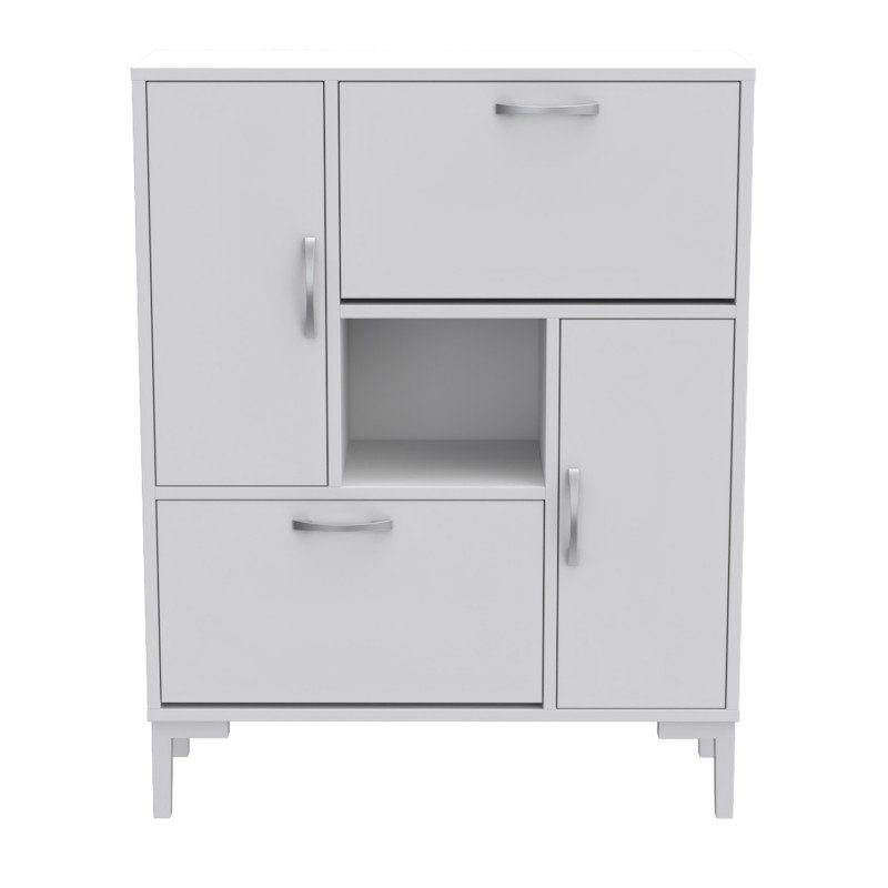 ΠΑΠΟΥΤΣΟΘΗΚΗ MEDY HM18187.03 ΜΕΛΑΜΙΝΗ ΣΕ ΛΕΥΚΟ-ΛΕΥΚΑ ΠΟΔΙΑ 86,5x30x109Υεκ