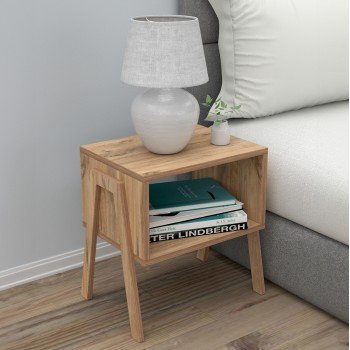 ΚΟΜΟΔΙΝΟ JAKE HM18182.04 ΜΕΛΑΜΙΝΗ ΣΕ ΦΥΣΙΚΟ ΞΥΛΟΥ 48x35x49Υεκ.