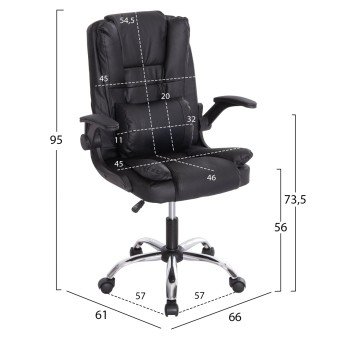 ΚΑΡΕΚΛΑ ΓΡΑΦΕΙΟΥ CANAN HM1201 ΜΑΥΡO PVC-ΒΑΣΗ ΧΡΩΜΙΟΥ 66x61x105Υεκ.