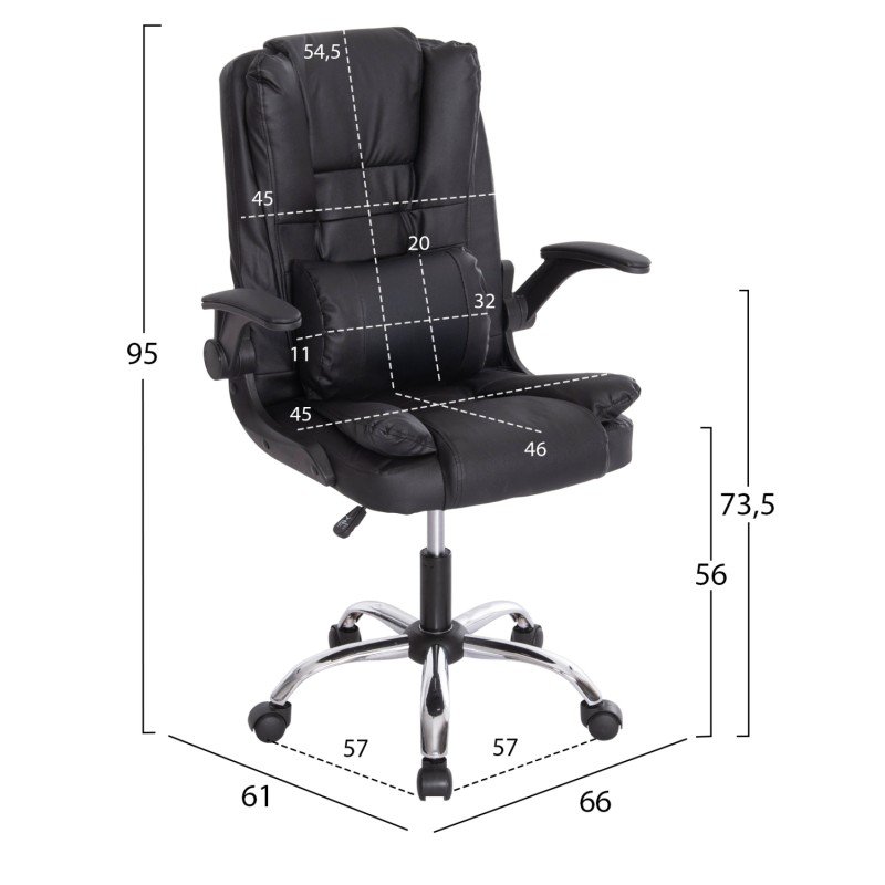 ΚΑΡΕΚΛΑ ΓΡΑΦΕΙΟΥ CANAN HM1201 ΜΑΥΡO PVC-ΒΑΣΗ ΧΡΩΜΙΟΥ 66x61x105Υεκ.