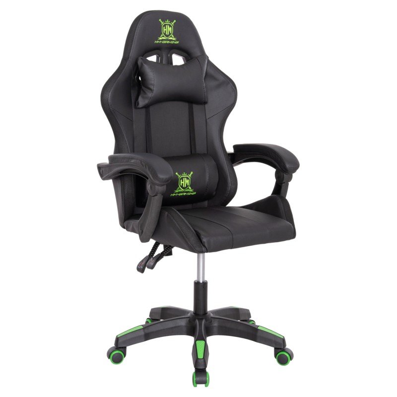 ΠΟΛΥΘΡΟΝΑ GAMING DARREN HM1203.03 ΜΑΥΡΟ-ΠΡΑΣΙΝΟ PVC 58.5x100x120Υεκ.