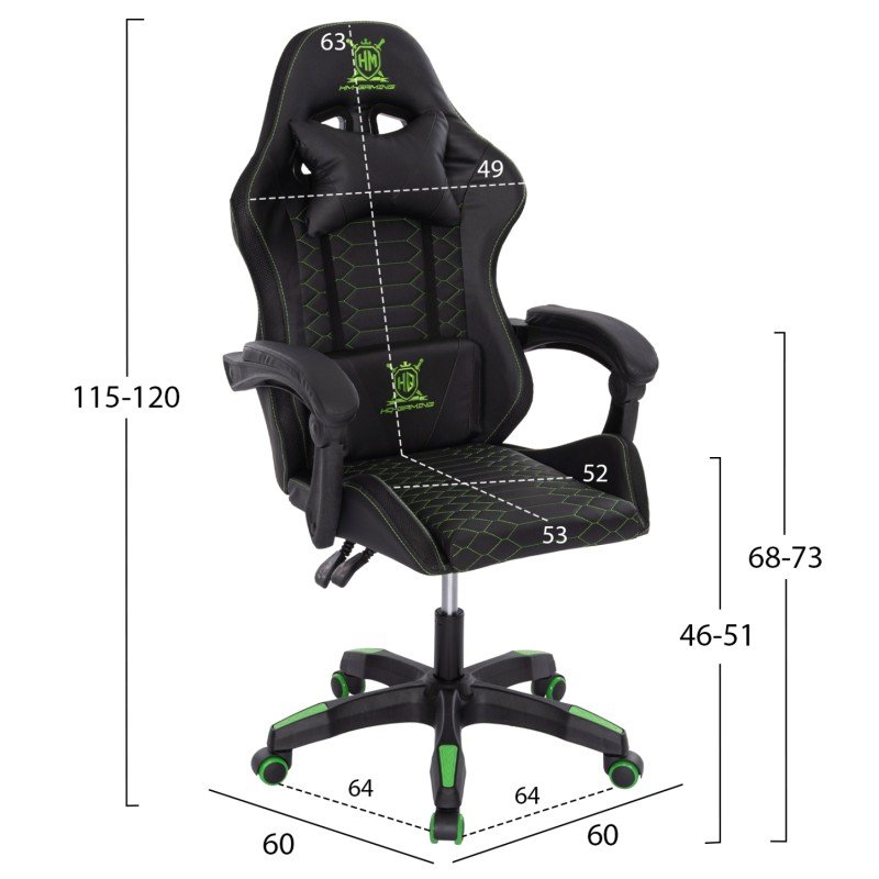ΠΟΛΥΘΡΟΝΑ GAMING LOOT HM1204 ΜΑΥΡΟ-ΠΡΑΣΙΝΟ PVC 60x60x120Υεκ.