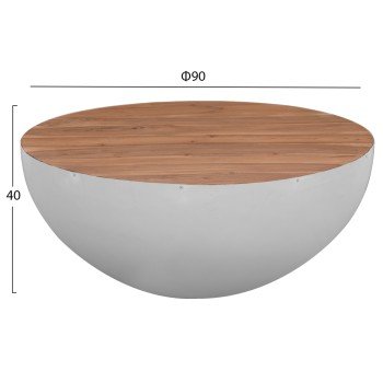 ΔΙΑΚΟΣΜΗΤΙΚΟ ΤΡΑΠΕΖΙ ΣΑΛΟΝΙΟΥ BOWL Φ91x38,5Yεκ. ΛΕΥΚΟ ΜΕ ΞΥΛΟ ΑΚΑΚΙΑΣ HM8717.23 Β'ΔΙΑΛΟΓΗΣ