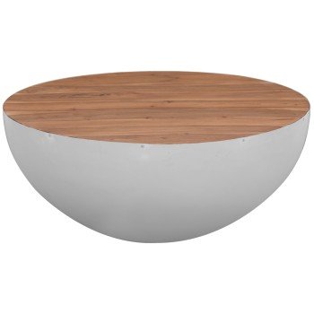 ΔΙΑΚΟΣΜΗΤΙΚΟ ΤΡΑΠΕΖΙ ΣΑΛΟΝΙΟΥ BOWL Φ91x38,5Yεκ. ΛΕΥΚΟ ΜΕ ΞΥΛΟ ΑΚΑΚΙΑΣ HM8717.23 Β'ΔΙΑΛΟΓΗΣ