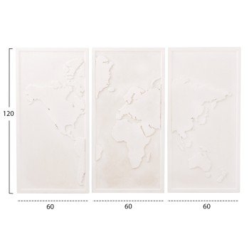ΠΙΝΑΚΑΣ 3-ΠΤΥΧΟΣ WORLD MAP SANTORINI HM4504 MDF ΣΕ ΥΠΟΛΕΥΚΟ ΧΡΩΜΑ 180x4(πάχος)x120Υεκ.